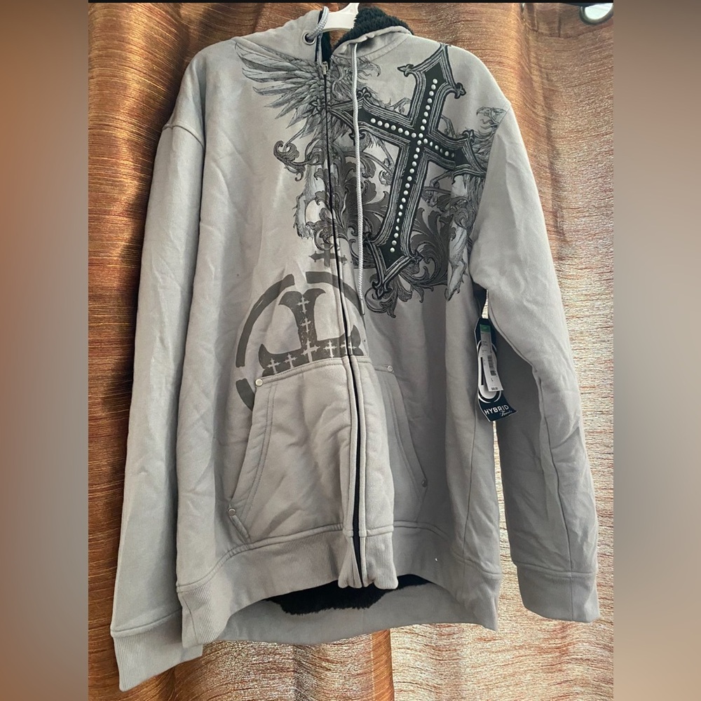 NWT Young Men’s, Hybrid Threads Zip Up Hoodie w/wool Inside
